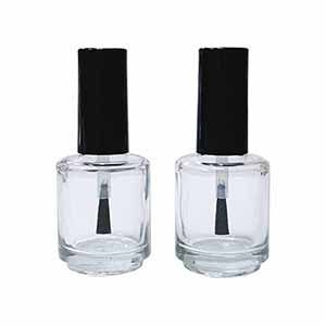 Botella de esmalte de uñas de vidrio claro de 15 ml con tapa y brocha