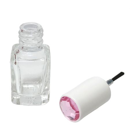 7ml rectangular glass bottle and plastic cap with gem