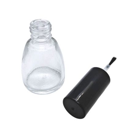 Nail polish glass bottle, cap, brush