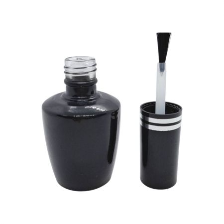 15ml Glossy Black Bottle with Cap and Brush