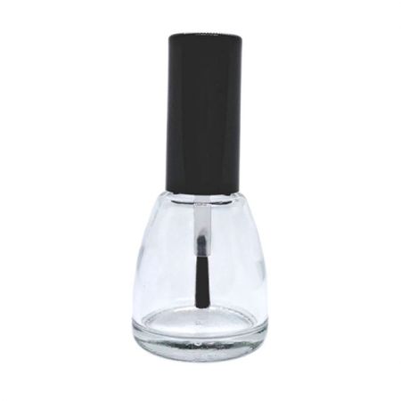Garrafa de vidro clara vazia de 13ml, tampa de plástico preta brilhante e pincel. (GH12-603)