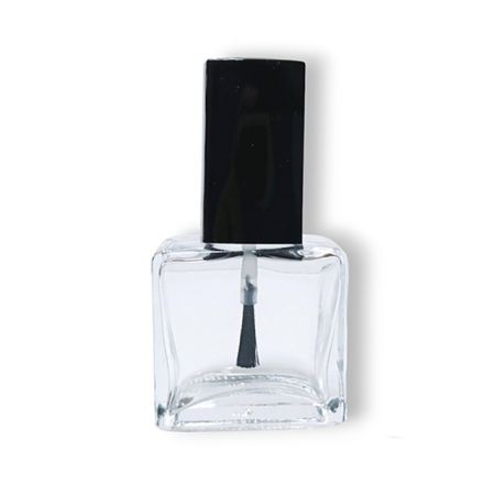 15ml Flat Square Glass Nail Polish Bottle with Plastic Cap and Brush - 15ml square glass nail polish bottle with square cap and brush