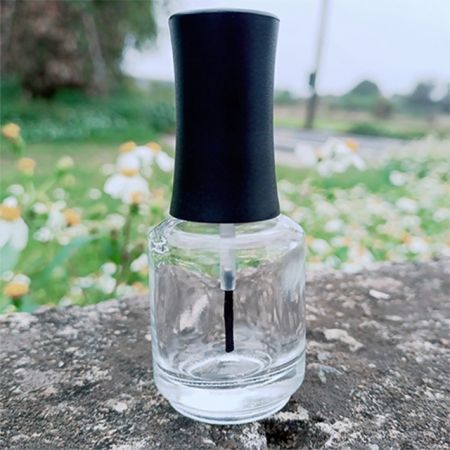 Botella de esmalte de uñas de vidrio cilíndrica de 15 ml con tapa y brocha personalizadas