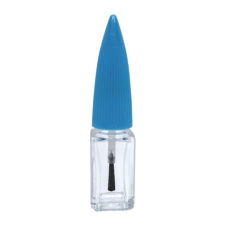4ml nail polish bottle, blue cap and black round brush