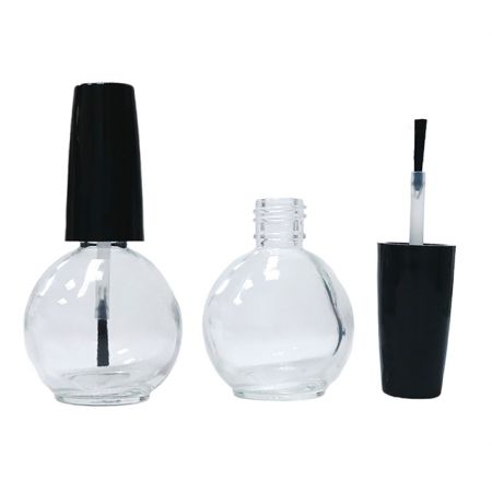 Empty nail polish glass bottle with cap and brush
