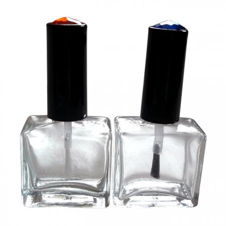 15ml Flat Square Glass Polish Bottle with Gem Cap (GH04 651)
