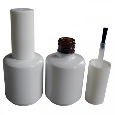 15ml Amber Glass Bottle in White color with Cap and Brush (GH12 696ABW)