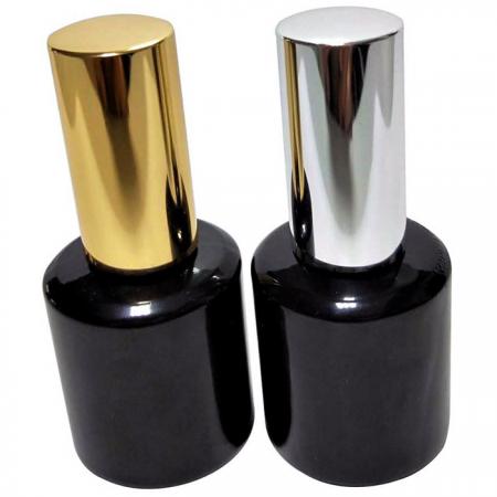 Botella de esmalte de uñas en gel negra de 15 ml con brocha de tapón de aluminio (GH12A 696BB)
